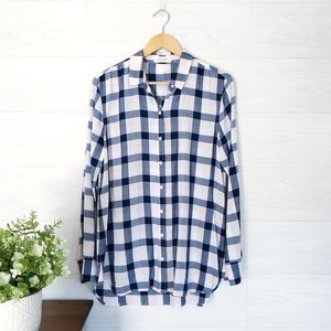 Bella Dahl Gray Black Pink Plaid Button Down 213